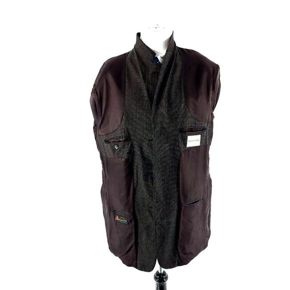 Pronto Uomo Lanificio Galtes Wool 3 Button Sport Coat 42R Blue Tan Check - Picture 10 of 12